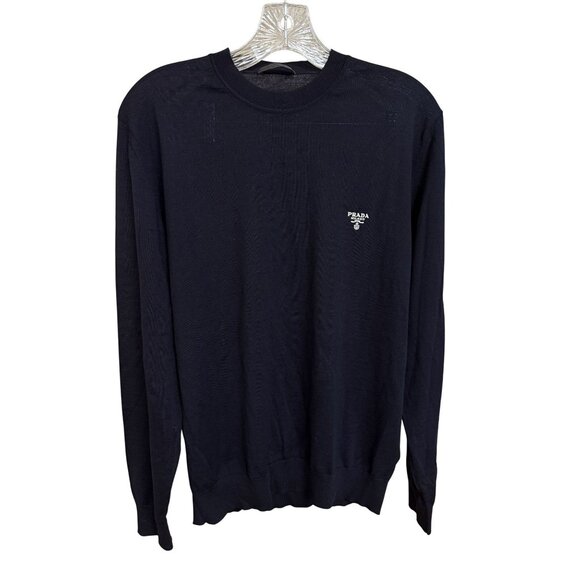 Prada Mens Black Virgin Wool Crewneck Sweater Size 48 - Picture 1 of 11